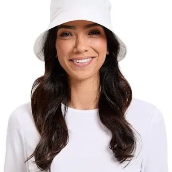 NWT KATE SPADE White Twill Leather Trim Bow Fringed Bucket Hat - Picture 12 of 12